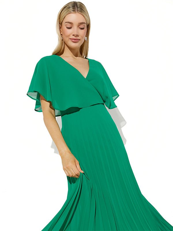 Solana Emerald Pleated Dress by Montique
