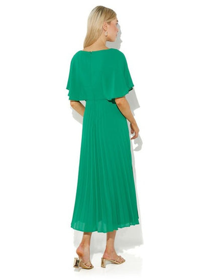Solana Emerald Pleated Dress by Montique