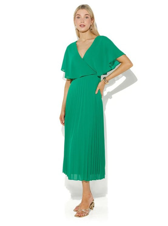 Solana Emerald Pleated Dress by Montique