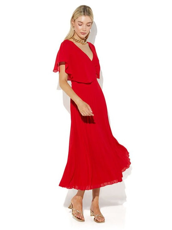 Solana Red Pleated Dress by Montique