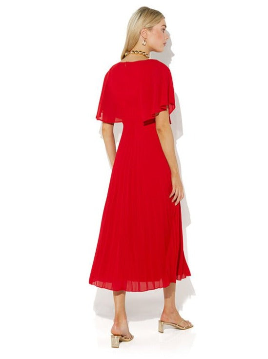 Solana Red Pleated Dress by Montique