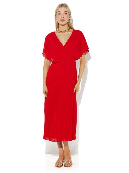 Solana Red Pleated Dress by Montique