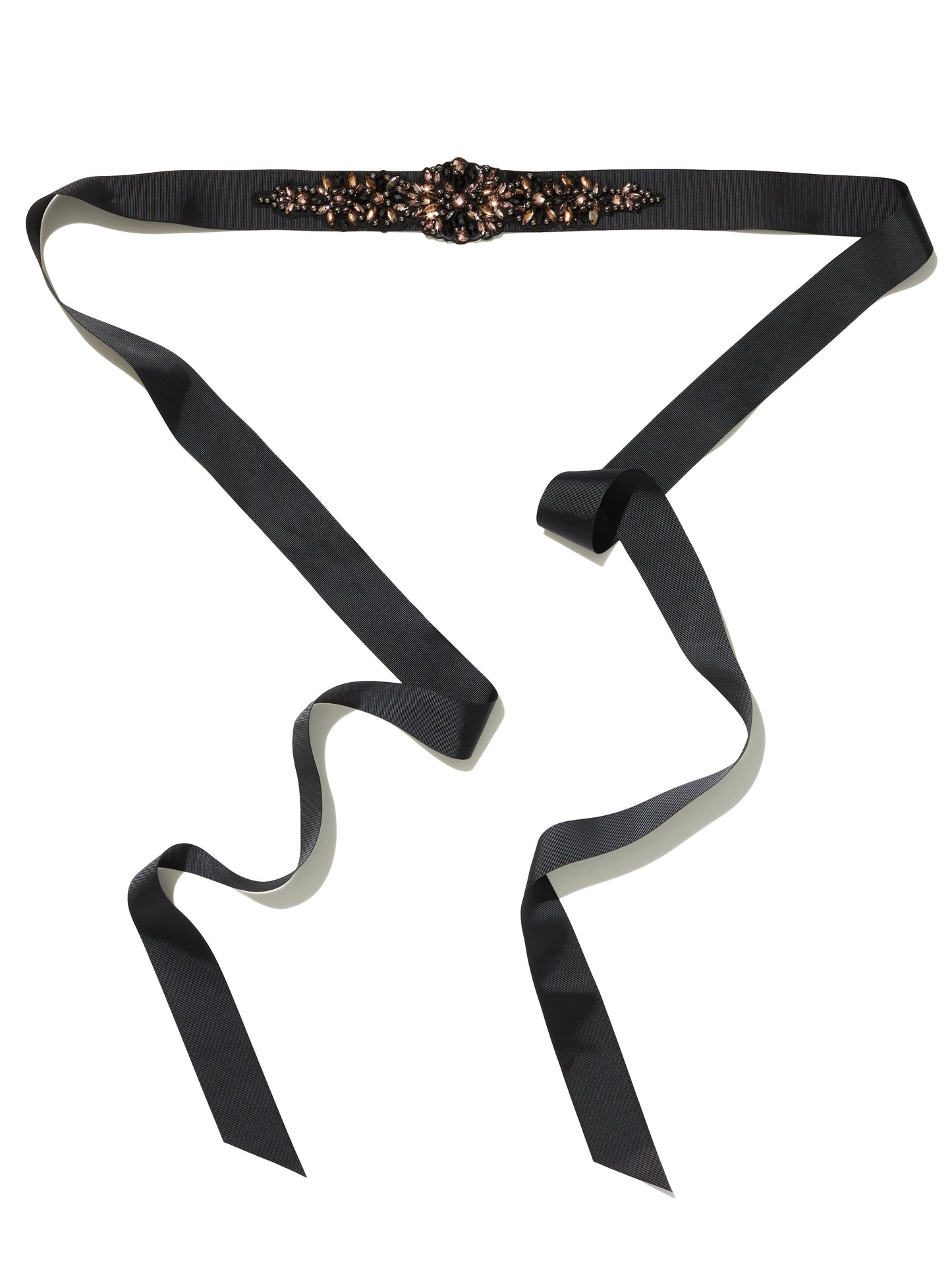 Tara Black Beaded Ribbon Belt by Montique