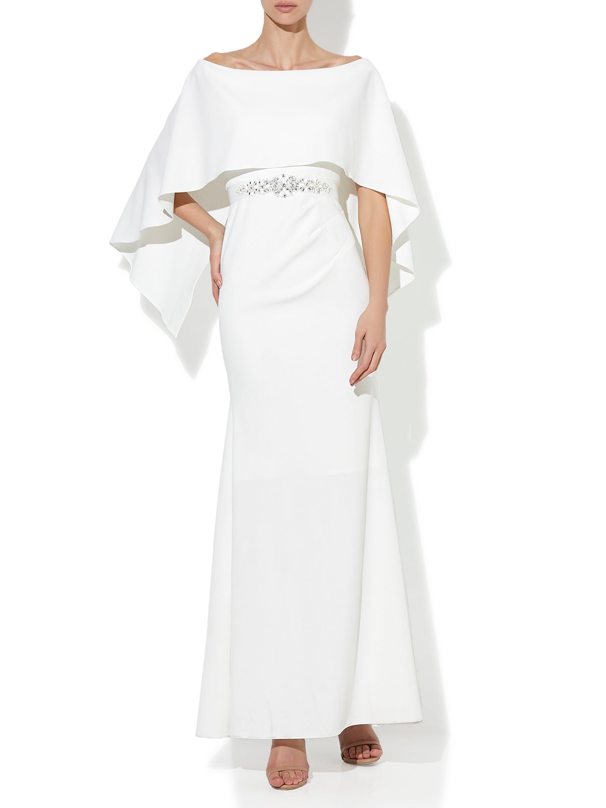 Tara Ivory Beaded Ribbon Belt by Montique