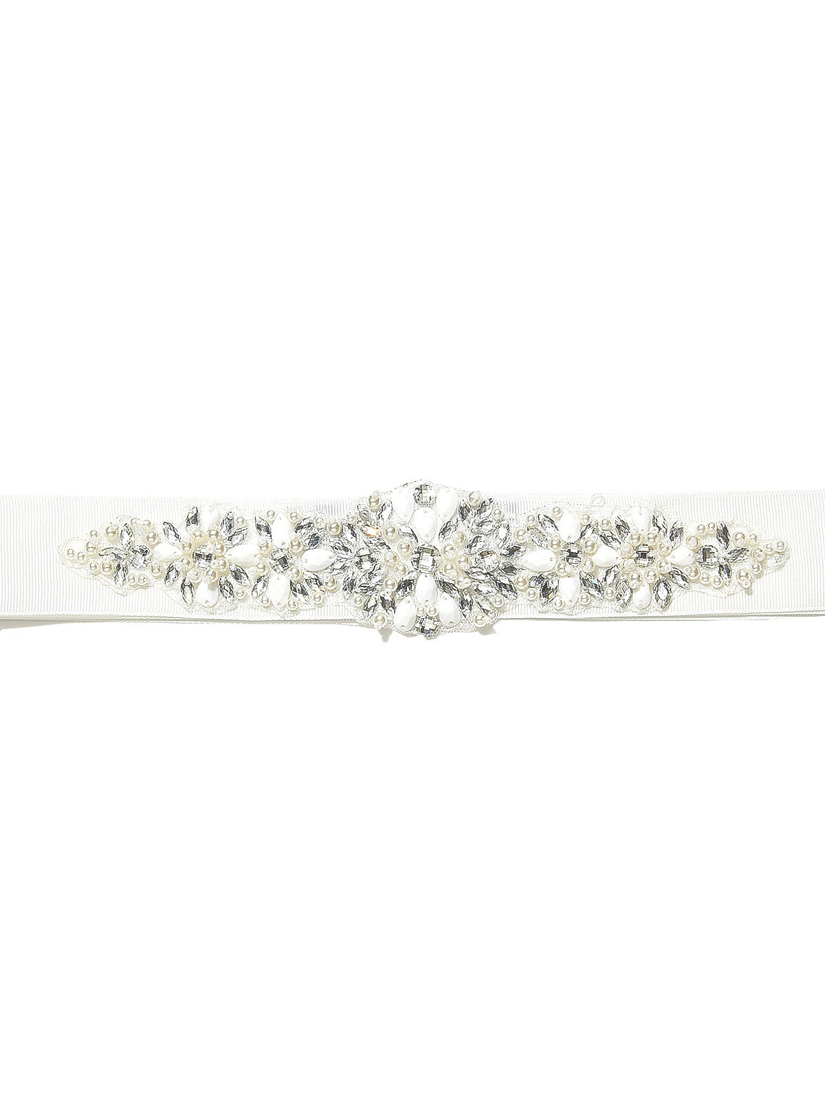 Tara Ivory Beaded Ribbon Belt by Montique