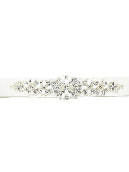 Tara Ivory Beaded Ribbon Belt by Montique