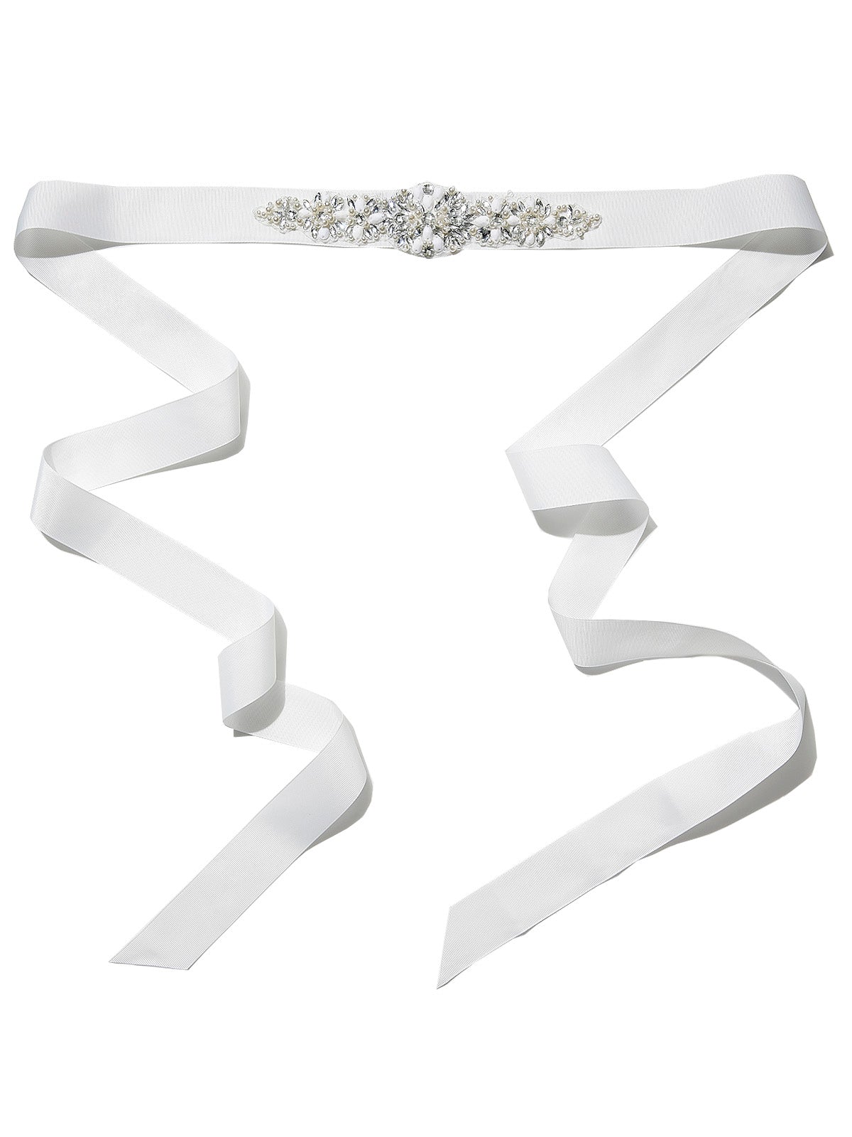 Tara Ivory Beaded Ribbon Belt by Montique