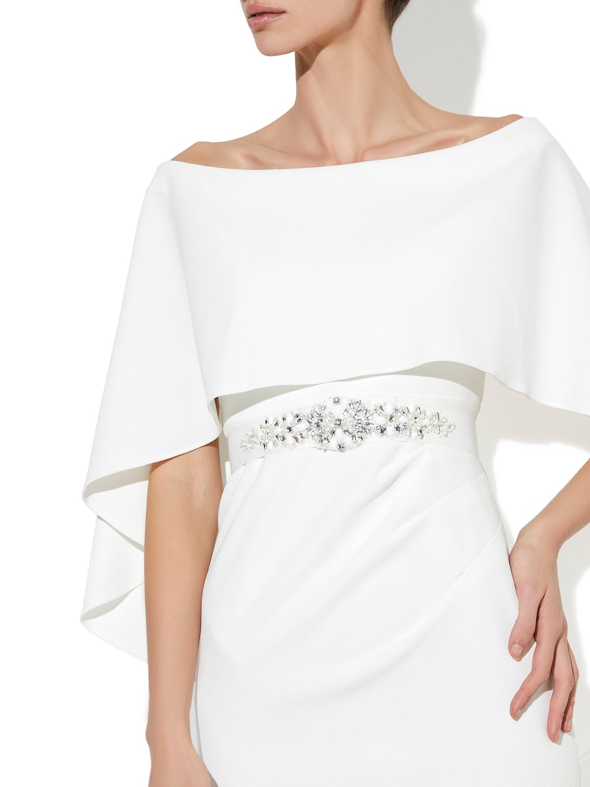 Tara Ivory Beaded Ribbon Belt by Montique