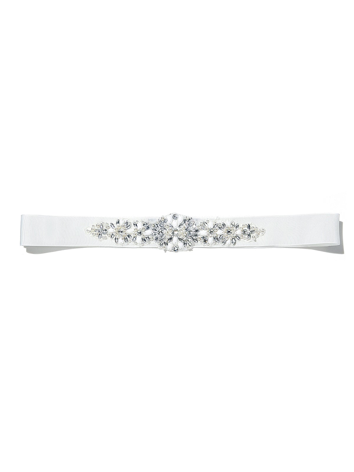 Tara Ivory Beaded Ribbon Belt by Montique