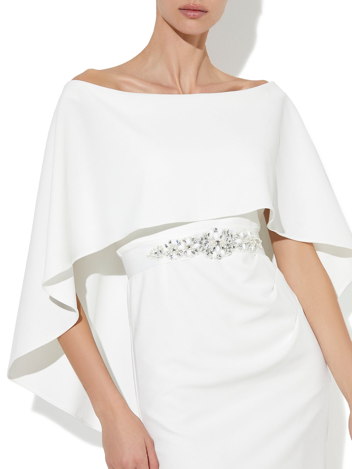 Tara Ivory Beaded Ribbon Belt by Montique