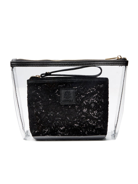 Transparent and Lace Cosmetic Bag by Montique