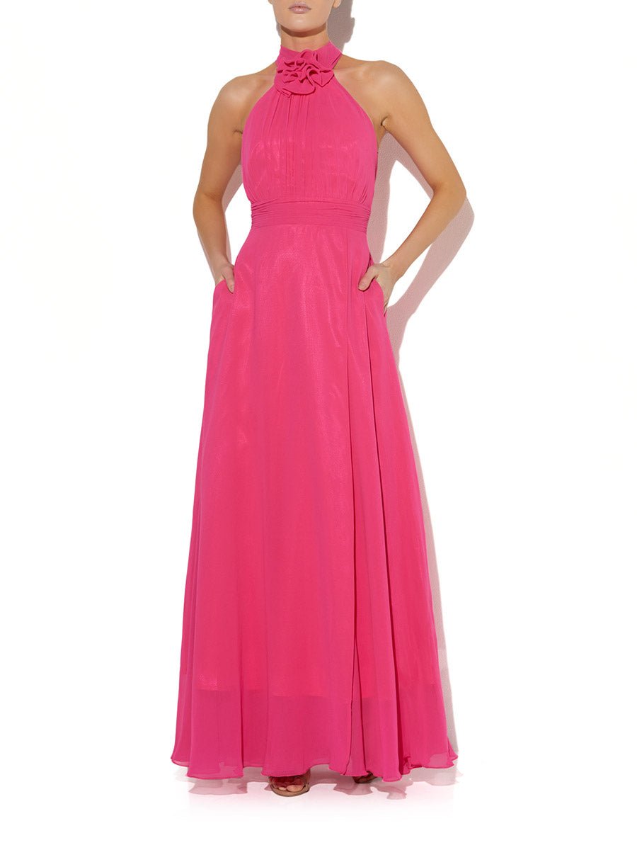 Valencia Hot Pink Halter Gown by Montique