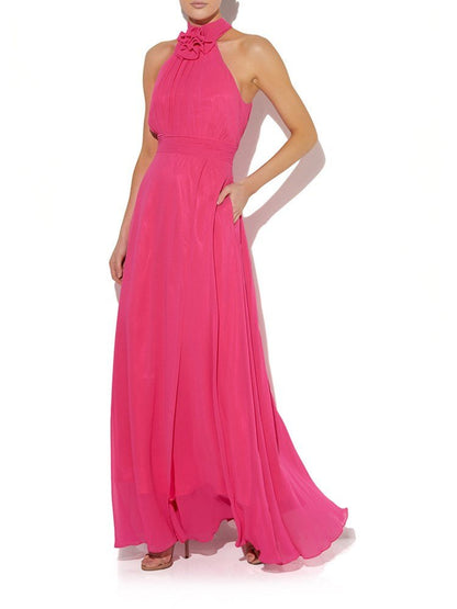 Valencia Hot Pink Halter Gown by Montique