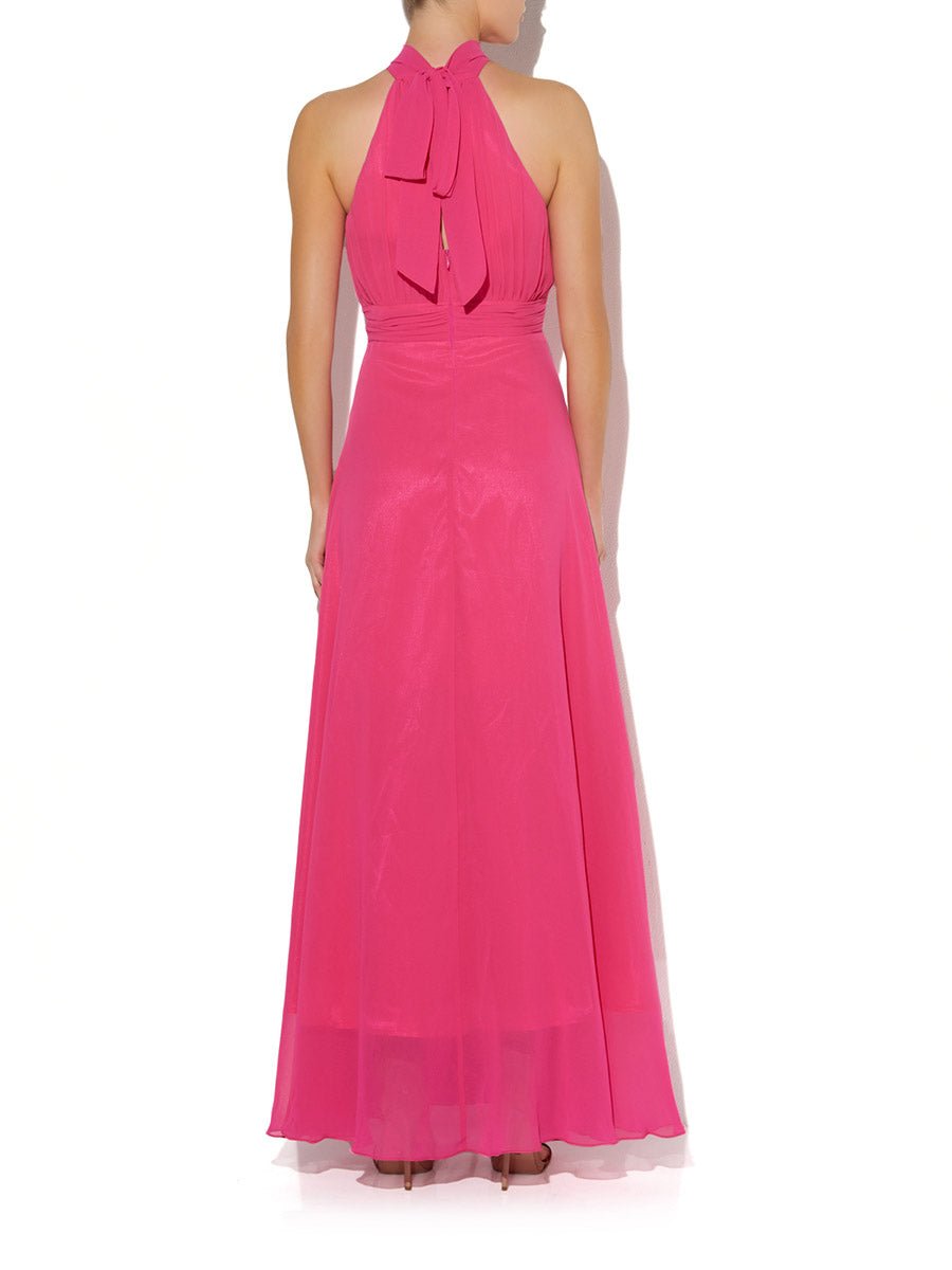 Valencia Hot Pink Halter Gown by Montique